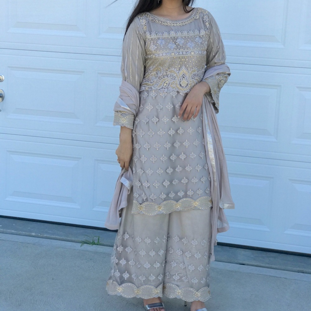 sold offline ** Silver Pakistani Eid outfit